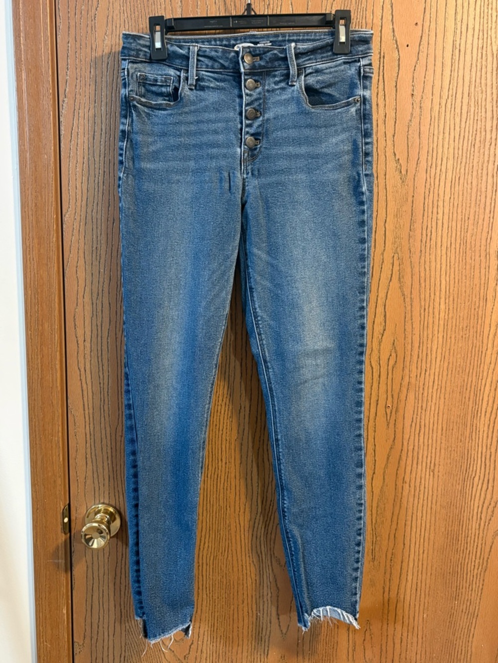 Rockstar Super Skinny Ankle Cut High Waisted Jeans with Button Up Detail